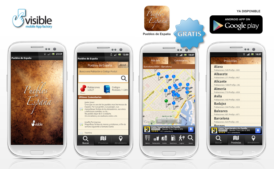 Imagenes de la App Pueblos de España para Android